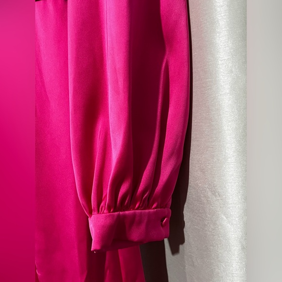 Ieena Mac Duggal Front Twist Puff Sleeve Deep V Jumpsuit pink Fuchsia size 0,2,4 - Picture 8 of 16